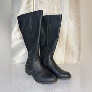 LifeStride Womens Xandy Faux Leather Wide Calf Riding Boots